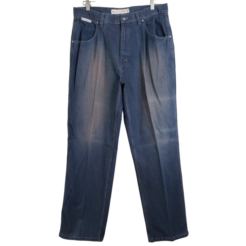 Vintage Raw Edge Wide Leg Baggy Skater Jeans 90s Y2K Pants - 36 x32